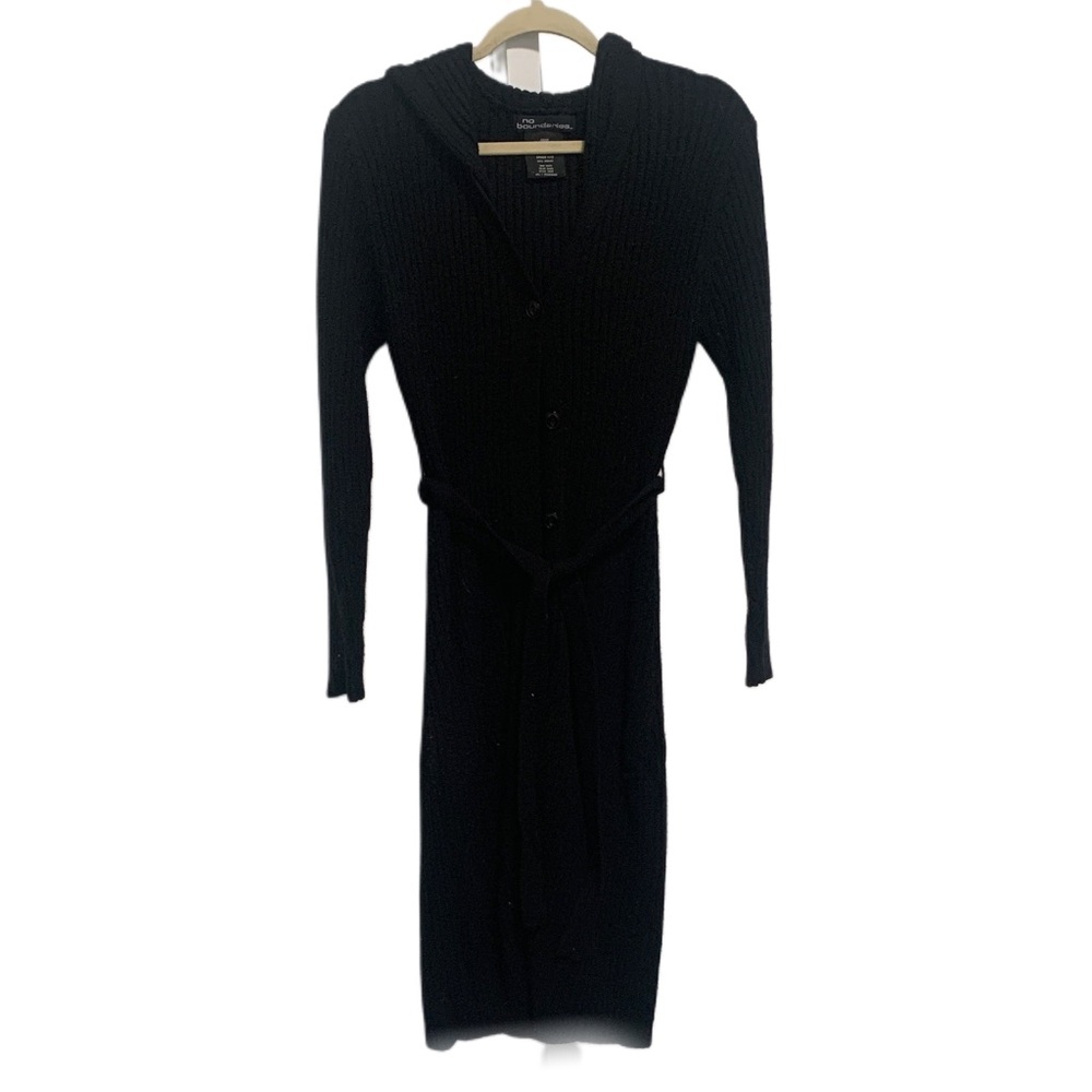 Y2K No Boundaries Black Ribbed Longline Cardigan Sweater